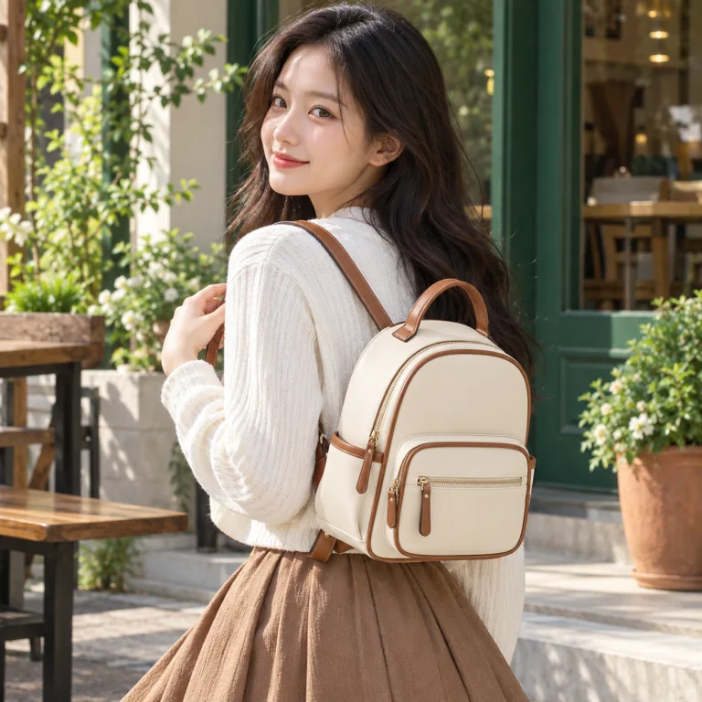 Balo Mini Nữ Màu Kem Phong Cách Hàn Quốc