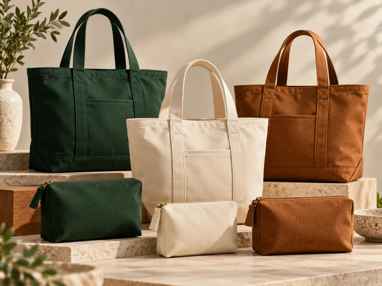 Bộ sưu tập túi canvas xanh và nâu đay