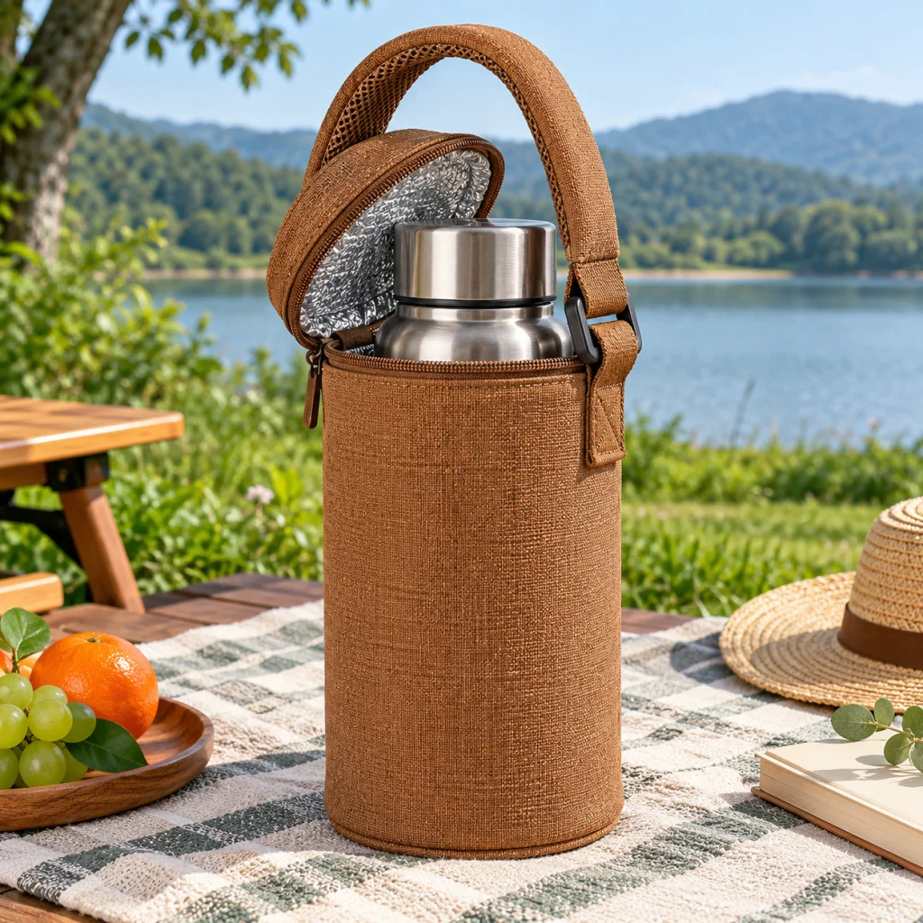 Túi Đựng Bình Nước Giữ Nhiệt Quai Xách Nâu
