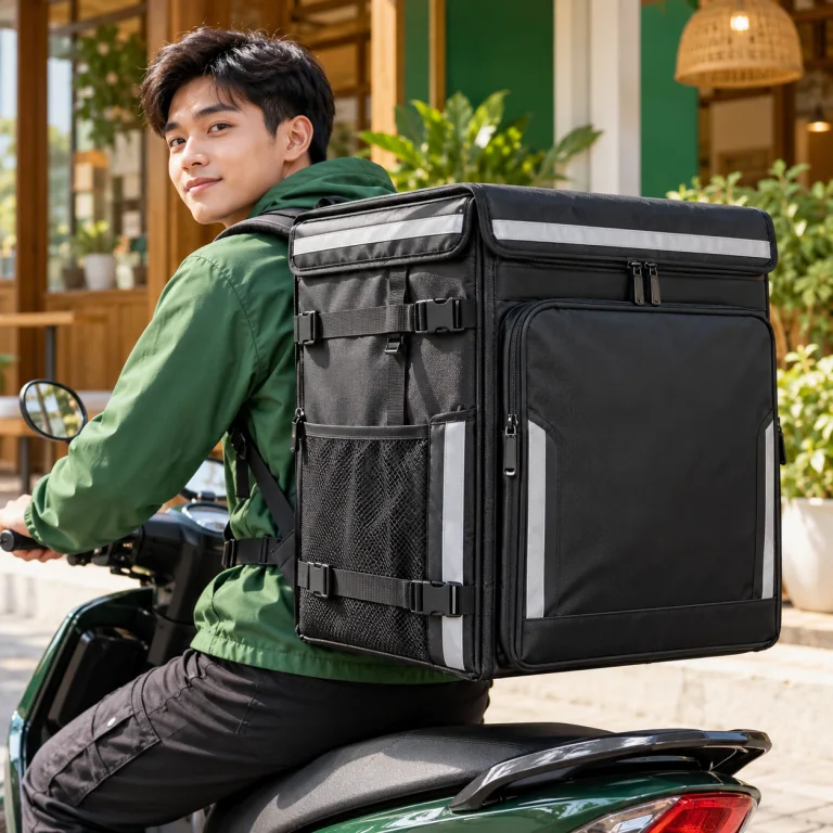 Túi Giao Đồ Ăn Giữ Nhiệt Cỡ Lớn Màu Đen