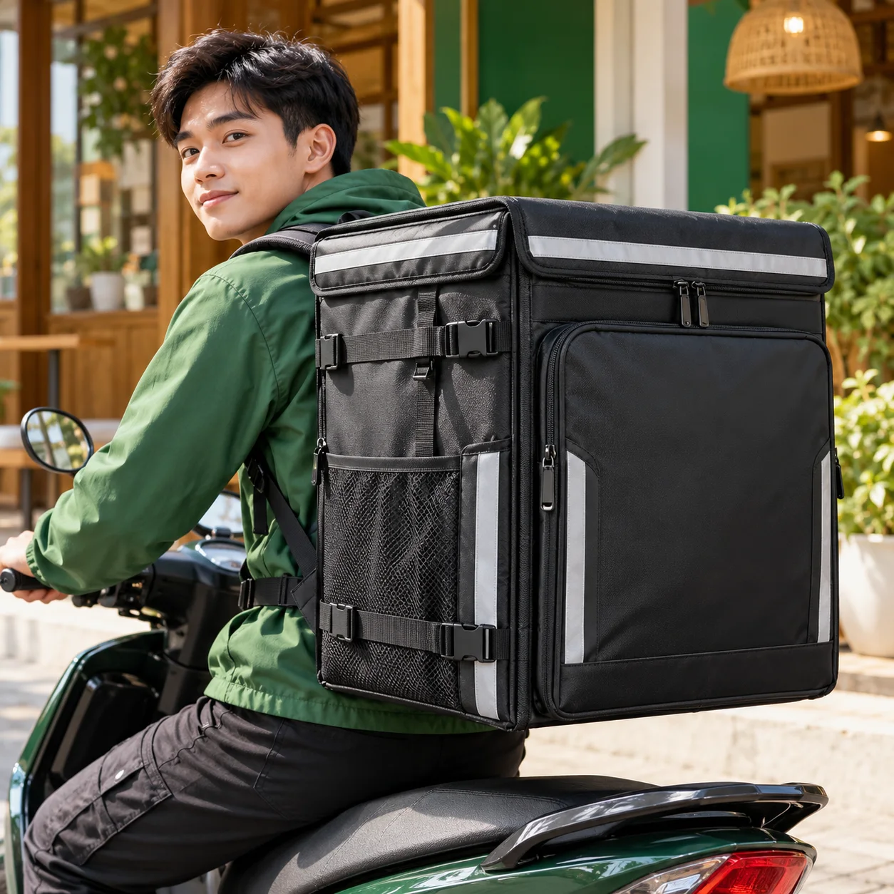 Túi Giao Đồ Ăn Giữ Nhiệt Cỡ Lớn Màu Đen