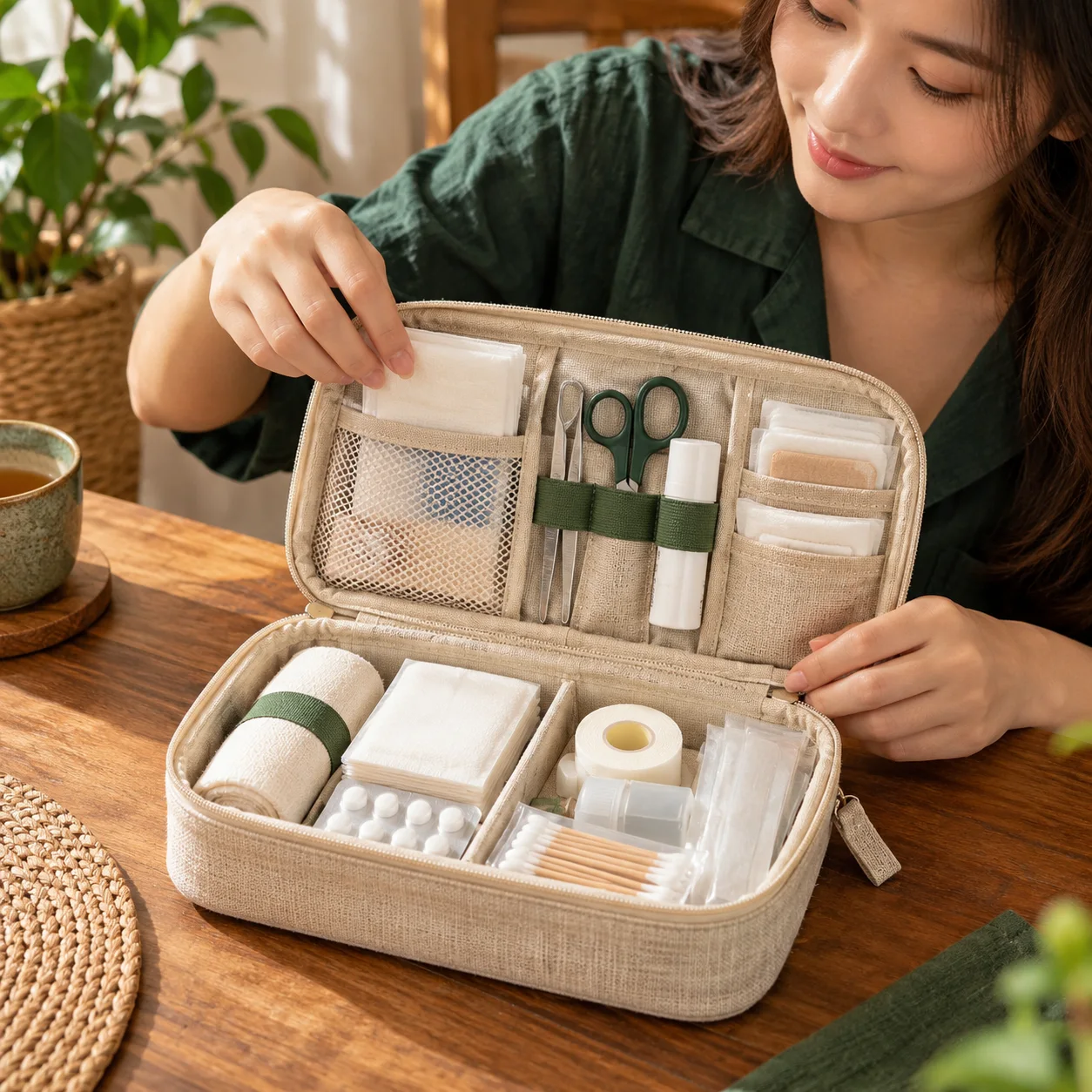 Túi Linen Đựng Bộ Sơ Cứu Y Tế Có Khóa
