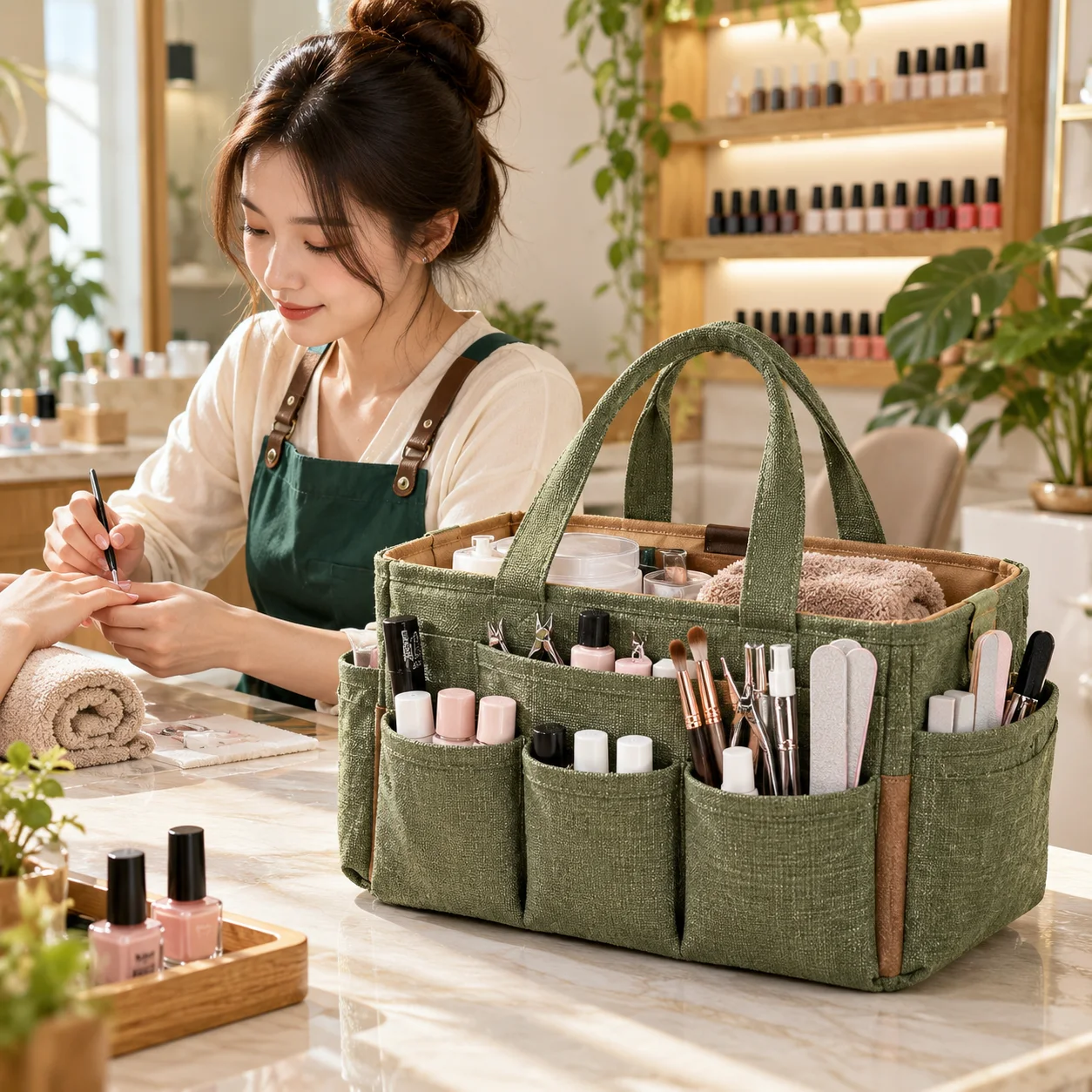Túi Linen Cho Tiệm Nail Nhiều Ngăn