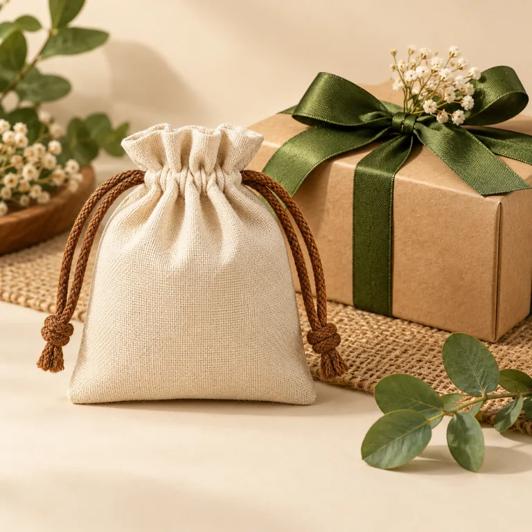 Túi Rút Canvas Mini Màu Be Đựng Quà