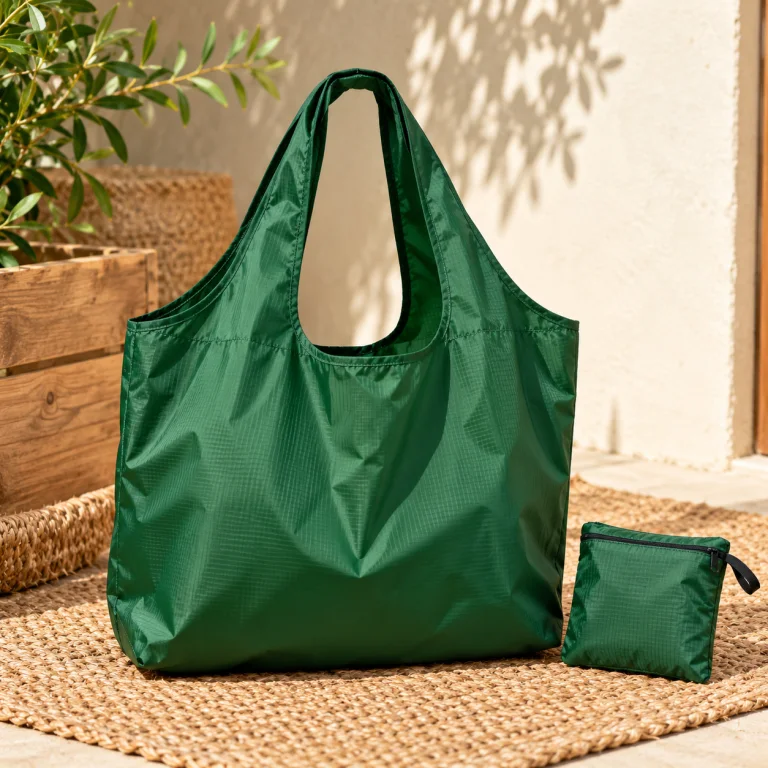 Túi Shopping Vải Dù Gấp Gọn Màu Xanh Lá