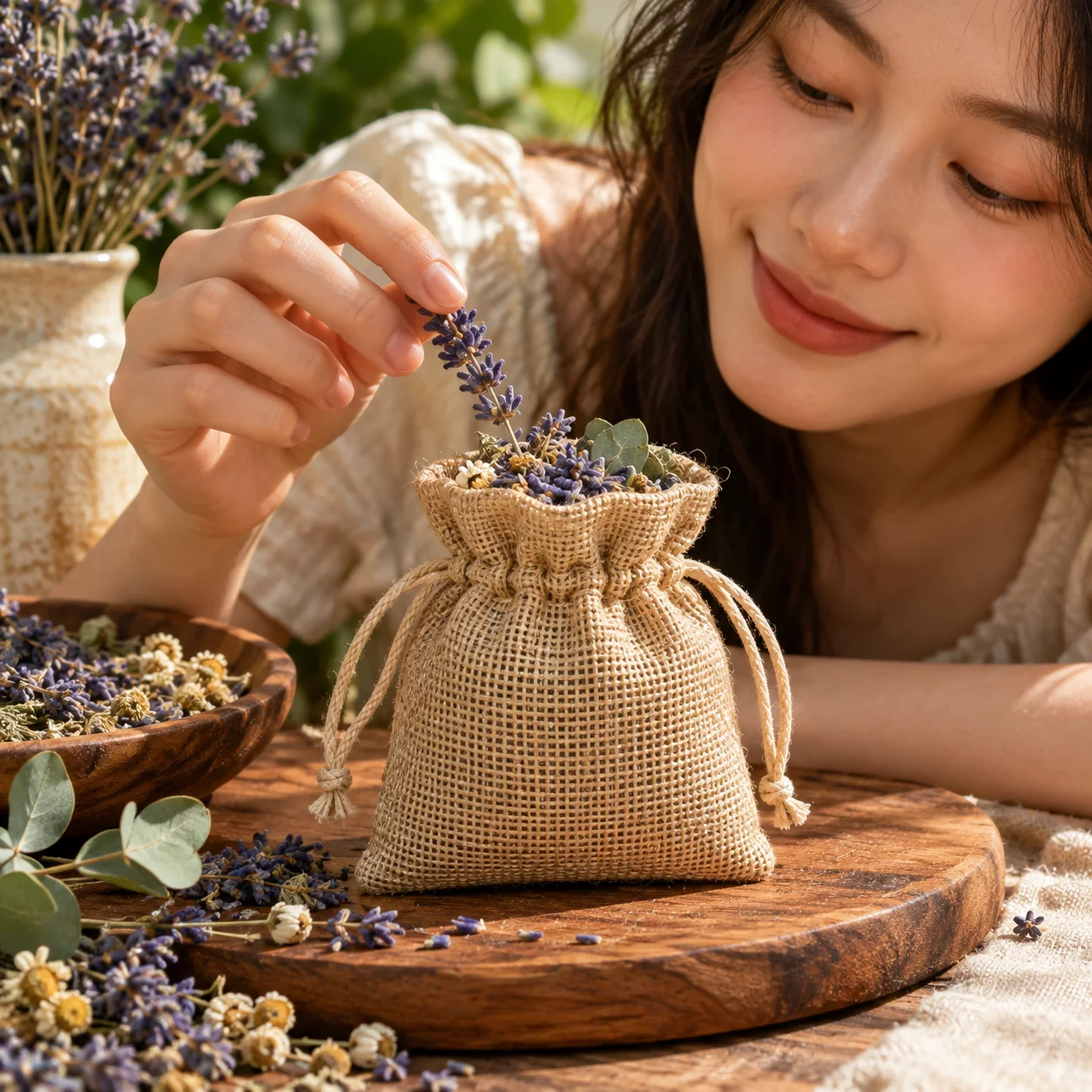 Túi Thơm Vải Đay Mini Đựng Hoa Khô