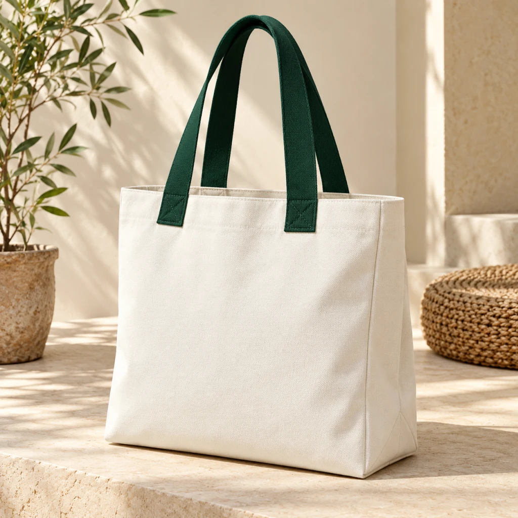 Túi Tote Canvas Trắng In Logo Phong Cách Tối Giản