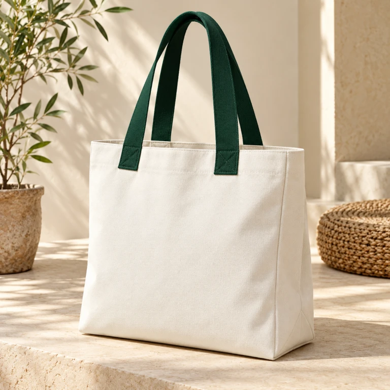 Túi Tote Canvas Trắng In Logo Phong Cách Tối Giản